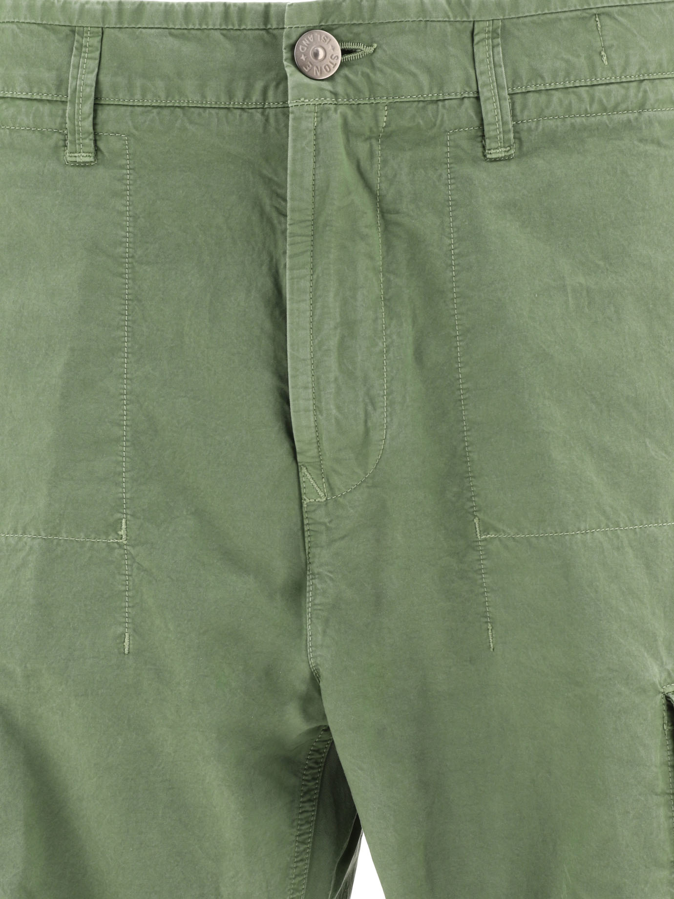 STONE ISLAND Green Compass cargo trousers